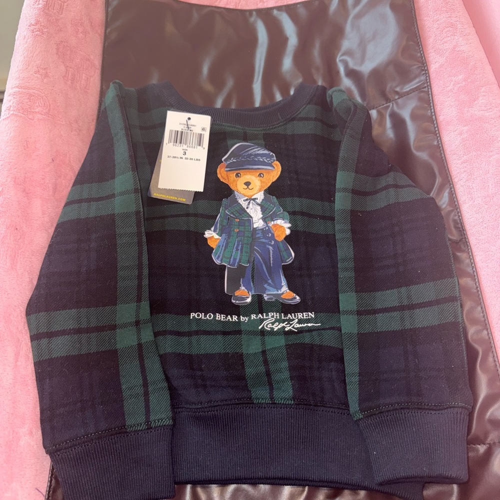 Polo Ralph Lauren Kids Plaid Sweatshirt with Bear Design